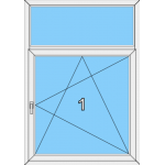 005 Fenster einflügelig, dreh- und kippbar mit einer Blendrahmenfestverglasung als Oberlicht