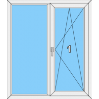 009 Fenster zweiflügelig mit einer Blendrahmenfestvergasung sowie dreh-kippbaren Flügel