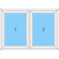 012 Fenster zweiflügelig mit zwei festeingeschraubten Flügeln