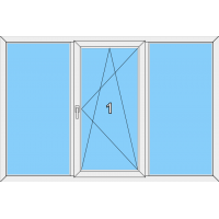 017 Fenster einflügelig, dreh-und kippbar mit je einer Blendrahmenfestverglasung links und rechts