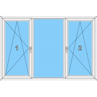 018 Fenster zweiflügelig, dreh-kipp und dreh-kippbar mit einer Blendrahmenfestverglasung mittig