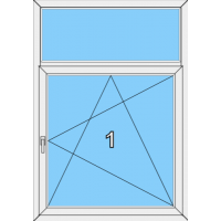005 Fenster einflügelig, dreh- und kippbar mit einer Blendrahmenfestverglasung als Oberlicht