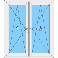 008 Fenster zweiflügelig, dreh-kippbar mit Pfosten