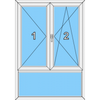 013 Stulp Fenster zweiflügelig, dreh und dreh mit Pfosten und einer Blendrahmenfestverglasung als Unterlicht
