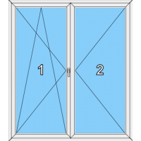 014 Stulp-Fenster zweiflügelig, dreh--kippbar und dreh ohne Pfosten