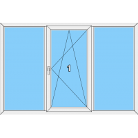 017 Fenster einflügelig, dreh-und kippbar mit je einer Blendrahmenfestverglasung links und rechts