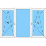 018 Fenster zweiflügelig, dreh-kipp und dreh-kippbar mit einer Blendrahmenfestverglasung mittig