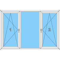 018 Fenster zweiflügelig, dreh-kipp und dreh-kippbar mit einer Blendrahmenfestverglasung mittig