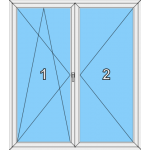 014 Stulp-Fenster zweiflügelig, dreh--kippbar und dreh ohne Pfosten
