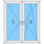 007 Fenster zweiflügelig, dreh- und dreh-kippbar mit Pfosten